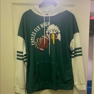 Green & White 'Eagles Fly High' Hooded Pullover
